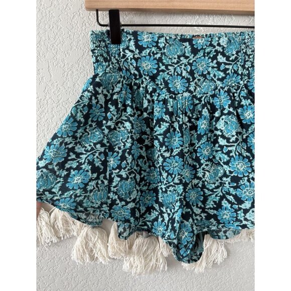 Free People Say Its So Shorts Cotton Smocked Blue Flowy Floral Coquette XS - Picture 4 of 8